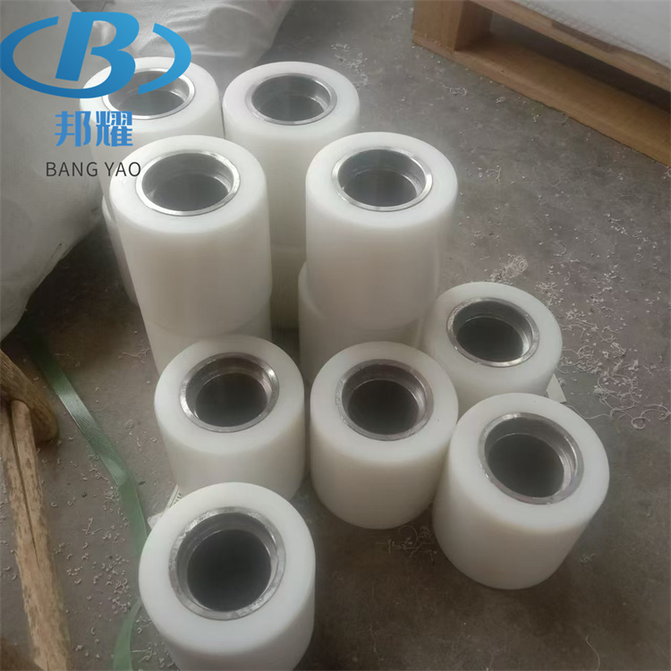 白色尼龙托辊 尼龙轮加工厂家 铁心尼龙轮